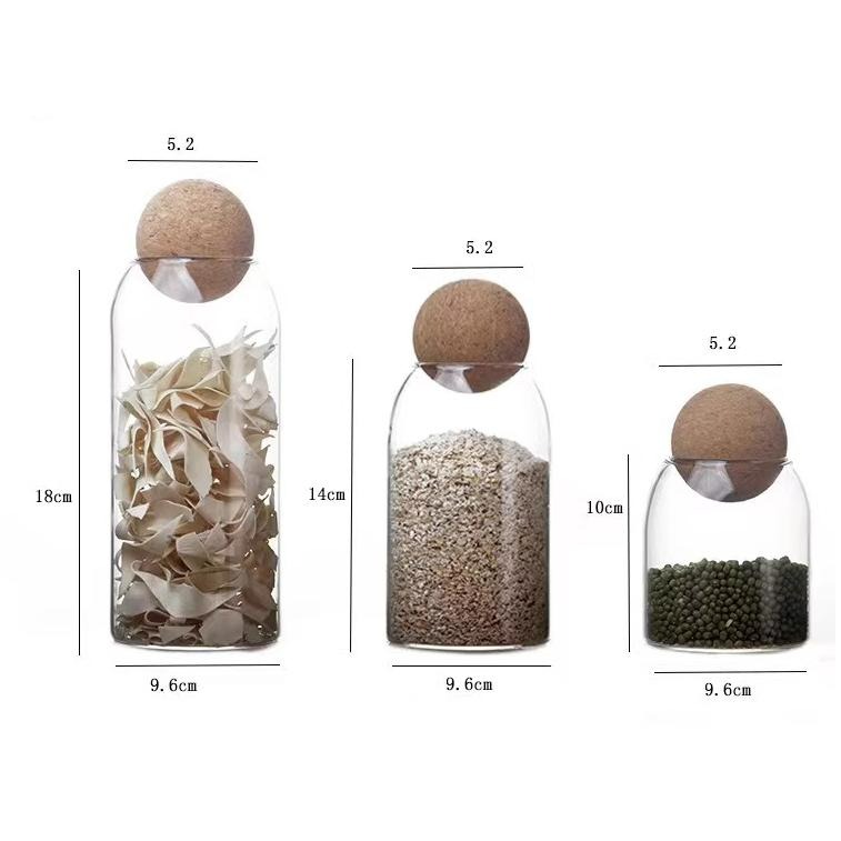 ♡Peachlife.♡「台灣現貨」日式玻璃儲物罐3件組 小+中+大 收納罐 居家風格小物 收納罐 軟木塞收納罐-細節圖7