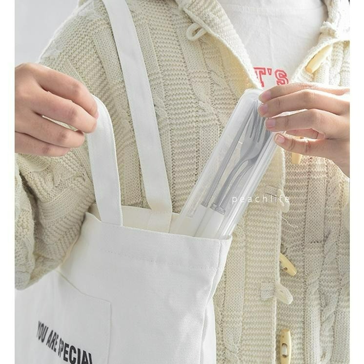 ♡peachlife.♡「台灣現貨」留白環保餐具組 便攜式餐具 攜帶 餐具三件組 環保 筷子 湯匙 叉子 生活小物-細節圖4