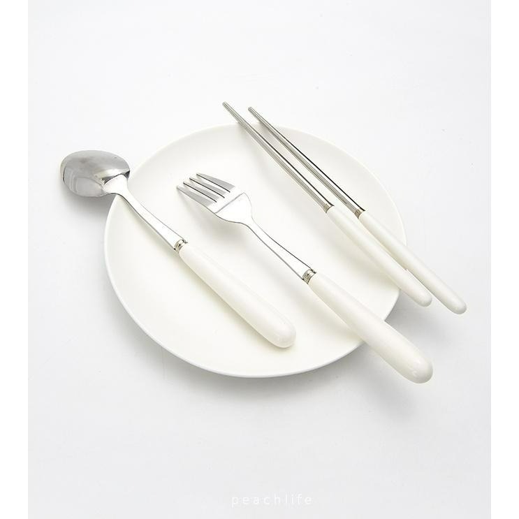 ♡peachlife.♡「台灣現貨」留白環保餐具組 便攜式餐具 攜帶 餐具三件組 環保 筷子 湯匙 叉子 生活小物-細節圖6