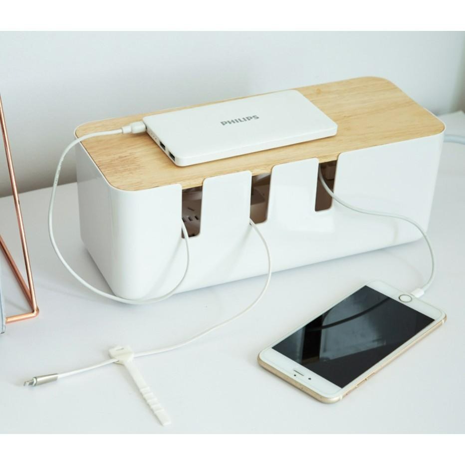 ♡peachlife.♡「台灣現貨」日式簡約木蓋排插盒 木蓋收納插座盒子 書桌插坐 客廳插坐收納 居家裝飾-細節圖5