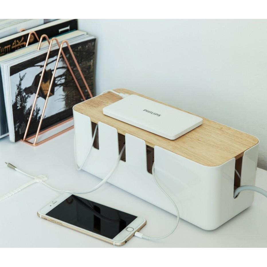 ♡peachlife.♡「台灣現貨」日式簡約木蓋排插盒 木蓋收納插座盒子 書桌插坐 客廳插坐收納 居家裝飾-細節圖6