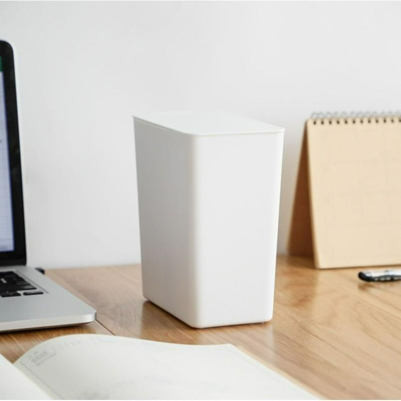 ♡peachlife.♡「台灣現貨」日式純白色桌上垃圾桶 辦公桌車用垃圾桶 迷你垃圾桶 翻蓋是垃圾桶 極簡風格 收納-細節圖5