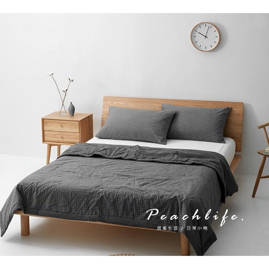♡Peachlife.♡「台灣現貨」日式春夏涼被 涼被 格子涼被 薄被 薄被子 透氣舒適柔軟被子 涼被 簡約中性風格-細節圖2