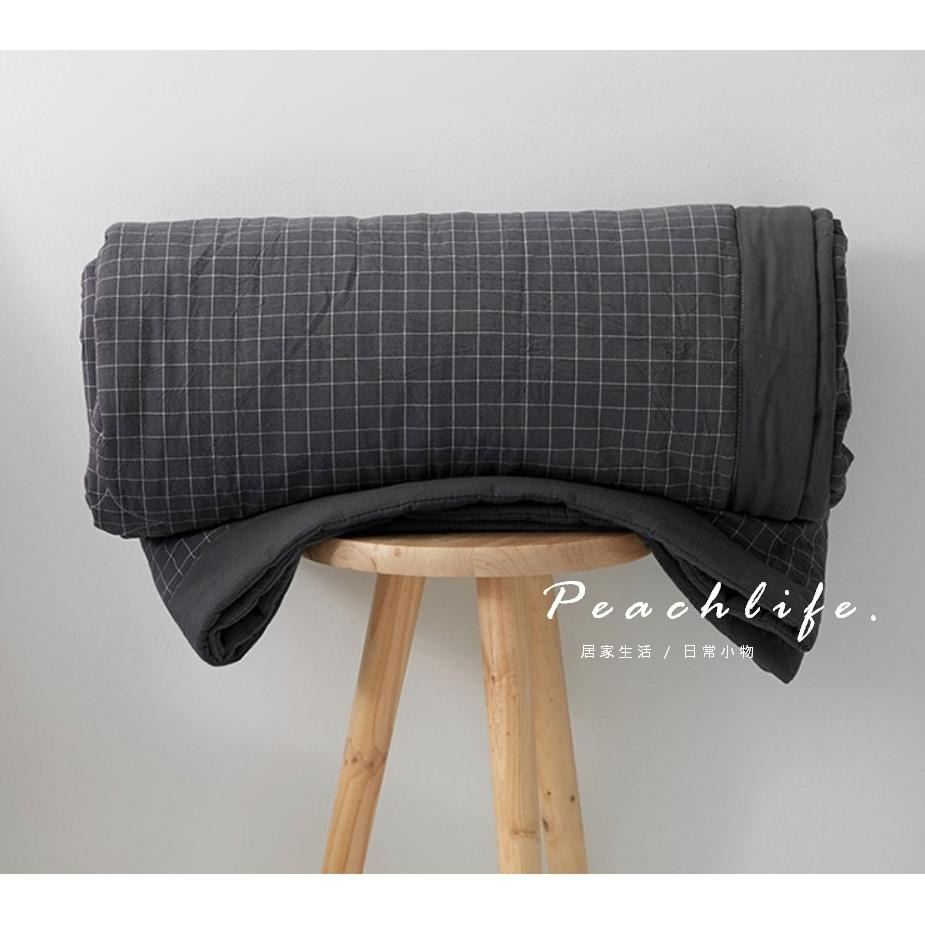 ♡Peachlife.♡「台灣現貨」日式春夏涼被 涼被 格子涼被 薄被 薄被子 透氣舒適柔軟被子 涼被 簡約中性風格-細節圖4
