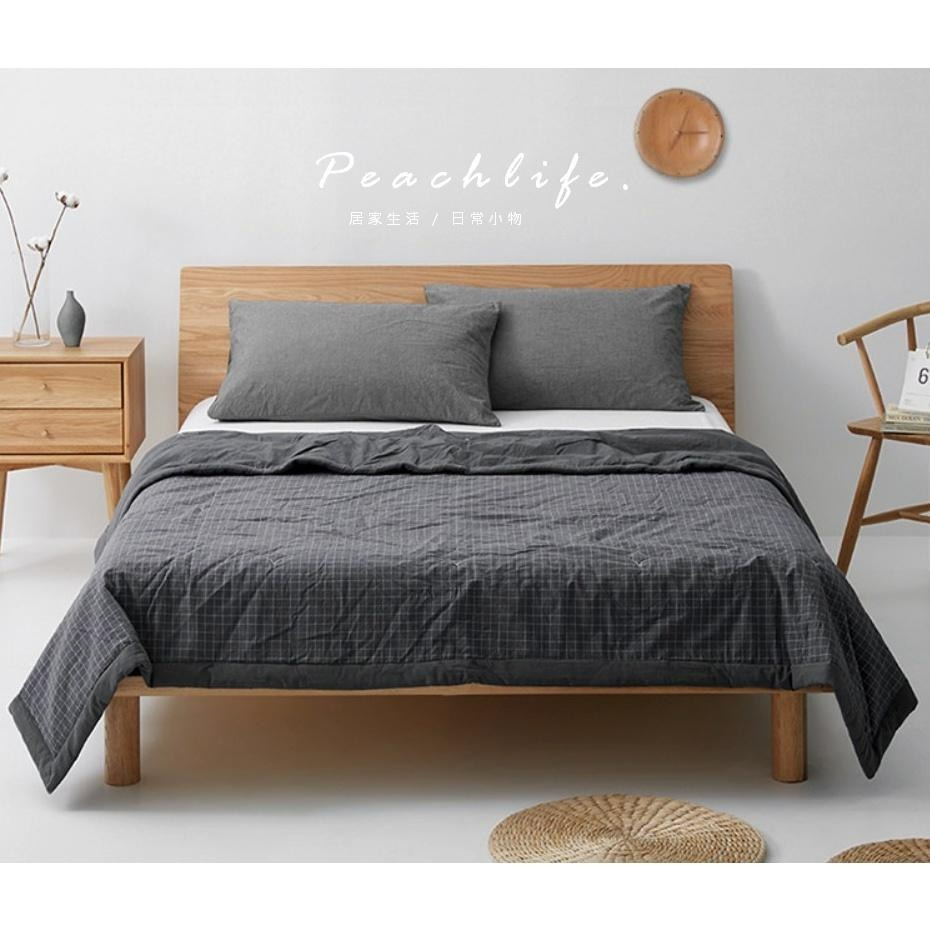 ♡Peachlife.♡「台灣現貨」日式春夏涼被 涼被 格子涼被 薄被 薄被子 透氣舒適柔軟被子 涼被 簡約中性風格-細節圖5