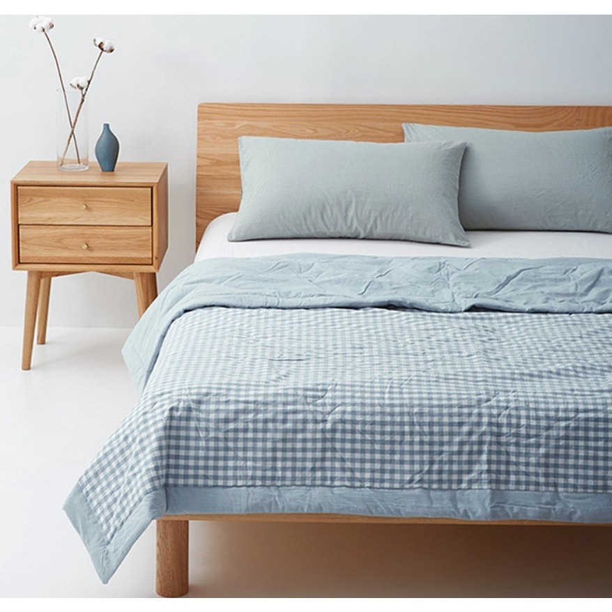 ♡Peachlife.♡「台灣現貨」日式春夏涼被 涼被 格子涼被 薄被 薄被子 透氣舒適柔軟被子 涼被 簡約中性風格-規格圖9