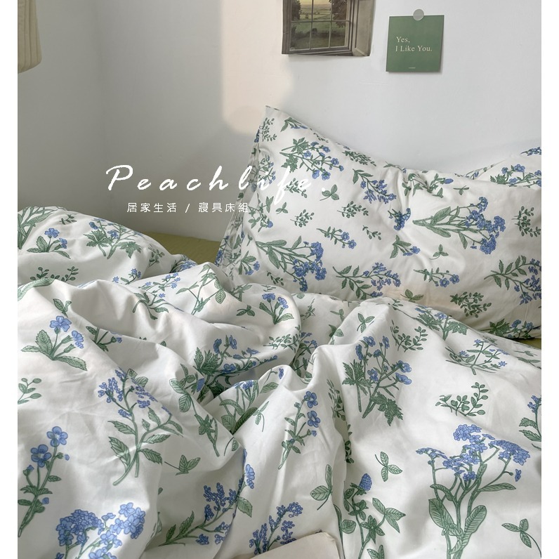 ♡Peachlife.♡「台灣現貨」森林系床包組 花草床包 100%純棉床包 清新風格 單人/雙人/加大 床包組 床包-規格圖9