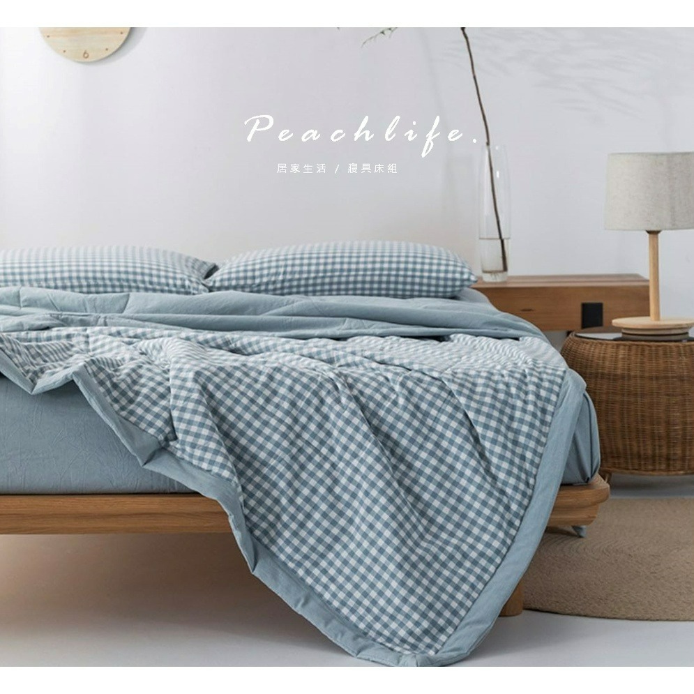 ♡peachlife.♡「台灣現貨」日式簡約水洗棉涼被 春夏涼被 涼被組 全棉春夏天薄被子空調 被子 涼被-規格圖8