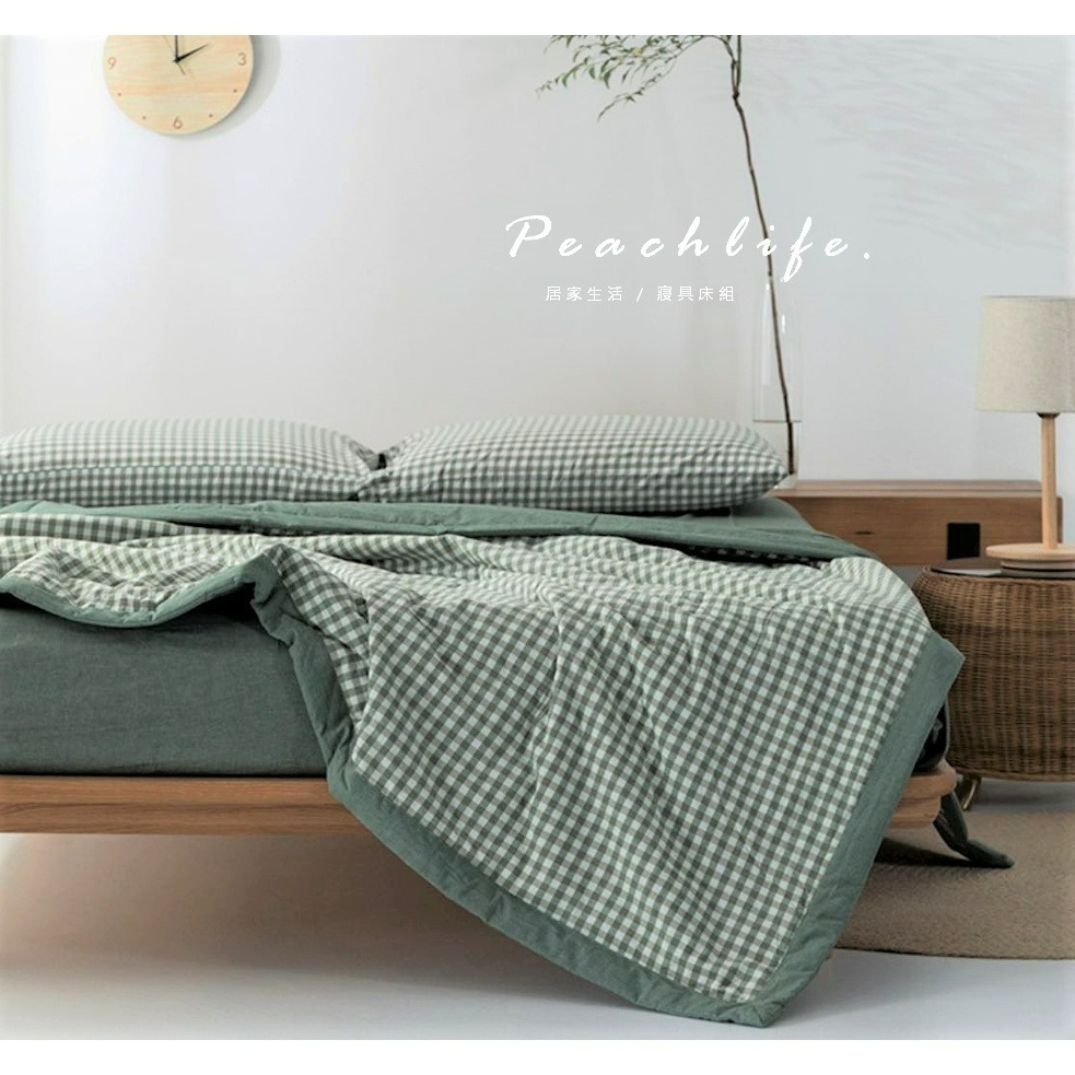 ♡peachlife.♡「台灣現貨」日式簡約水洗棉涼被 春夏涼被 涼被組 全棉春夏天薄被子空調 被子 涼被-規格圖8
