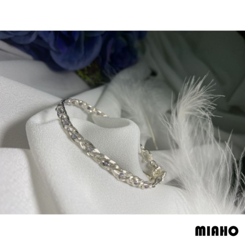 miaho 堇青石純銀手鍊 手工編織-細節圖3