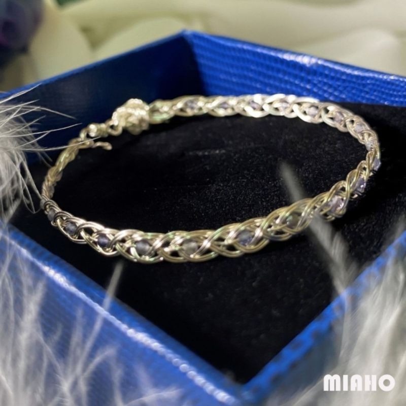 miaho 堇青石純銀手鍊 手工編織-細節圖4