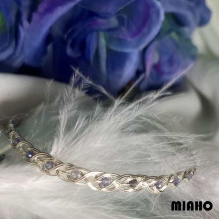 miaho 堇青石純銀手鍊 手工編織-細節圖5