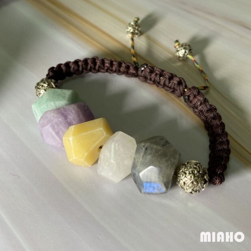 miaho 五行水晶純銀手鍊 中國結編織手鍊-細節圖2