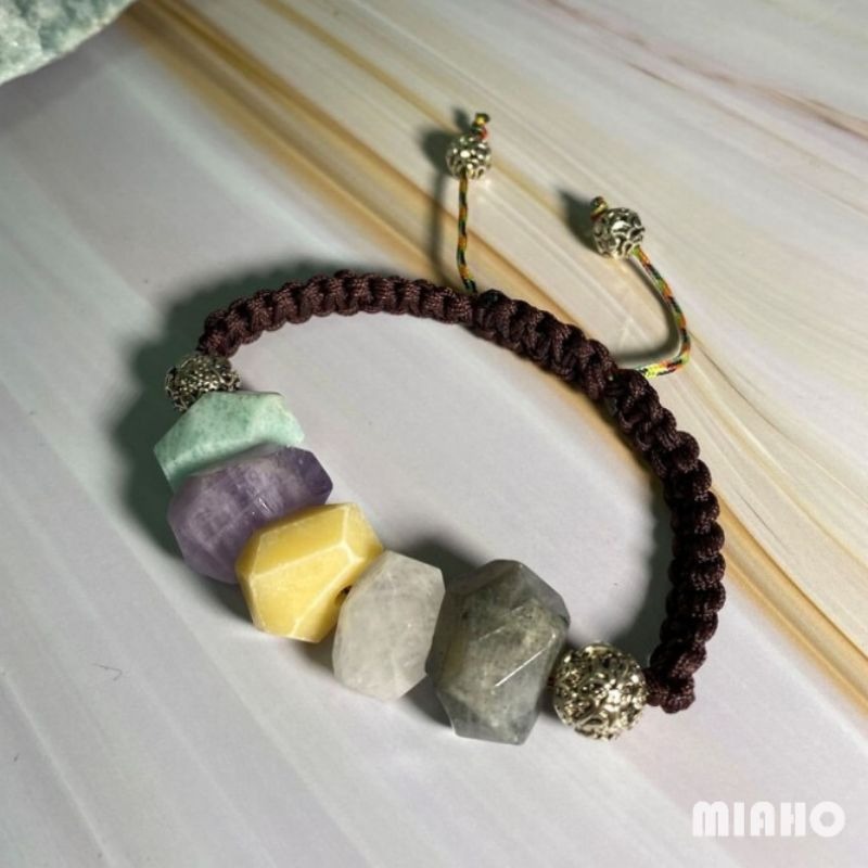 miaho 五行水晶純銀手鍊 中國結編織手鍊-細節圖4