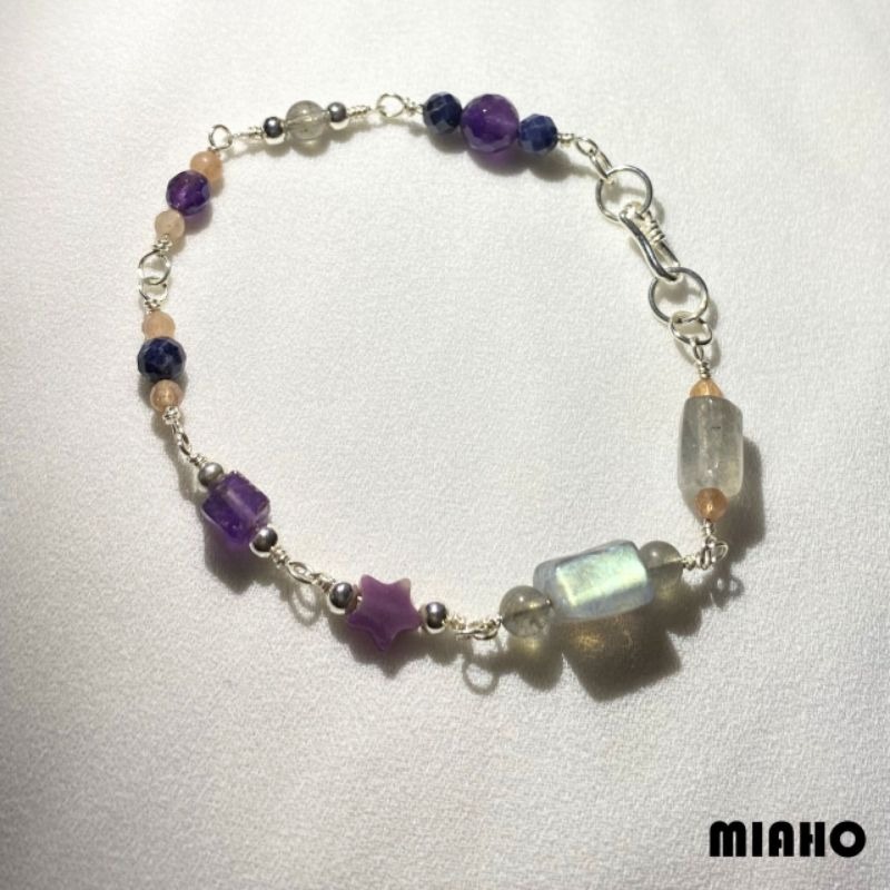 miaho 天然水晶純銀手鍊 純銀線手作編織-細節圖2