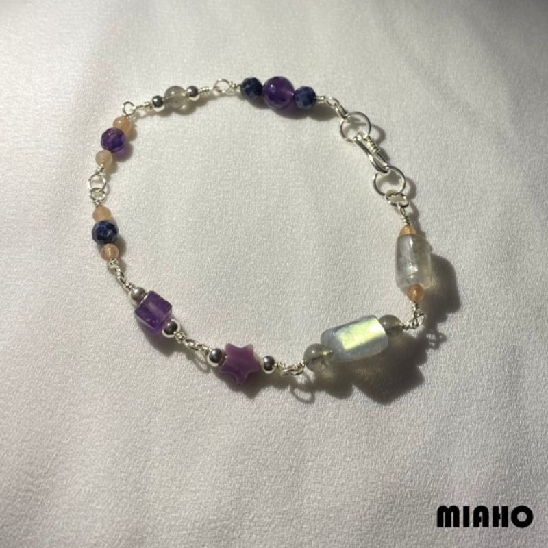 miaho 天然水晶純銀手鍊 純銀線手作編織-細節圖4