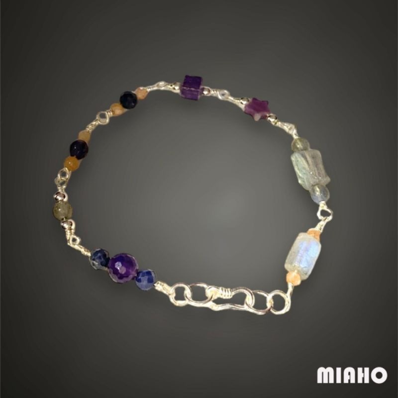 miaho 天然水晶純銀手鍊 純銀線手作編織-細節圖5