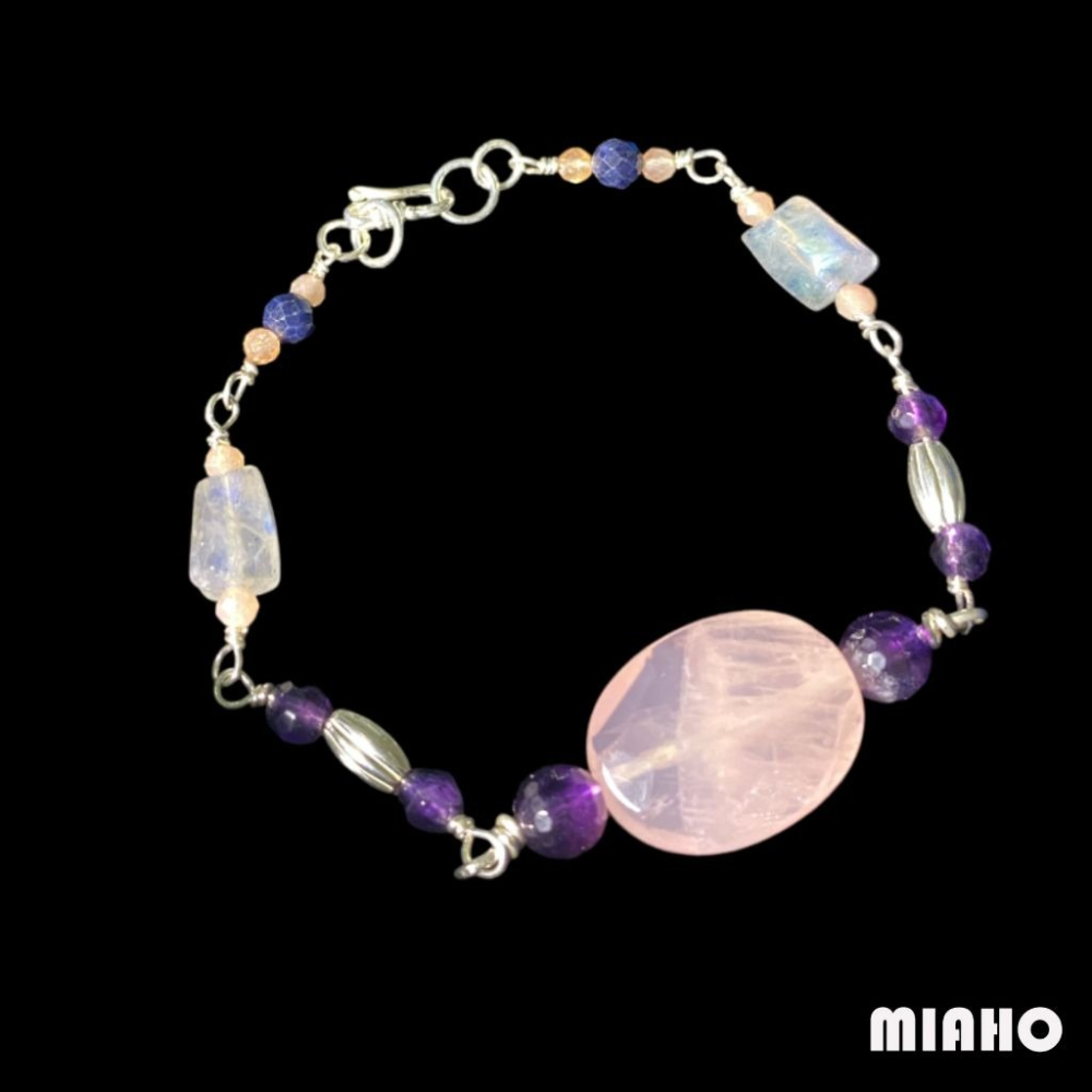 miaho 天然粉晶純銀手鍊-細節圖2