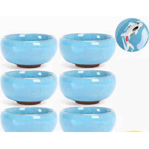 天藍色鯉魚杯 6個