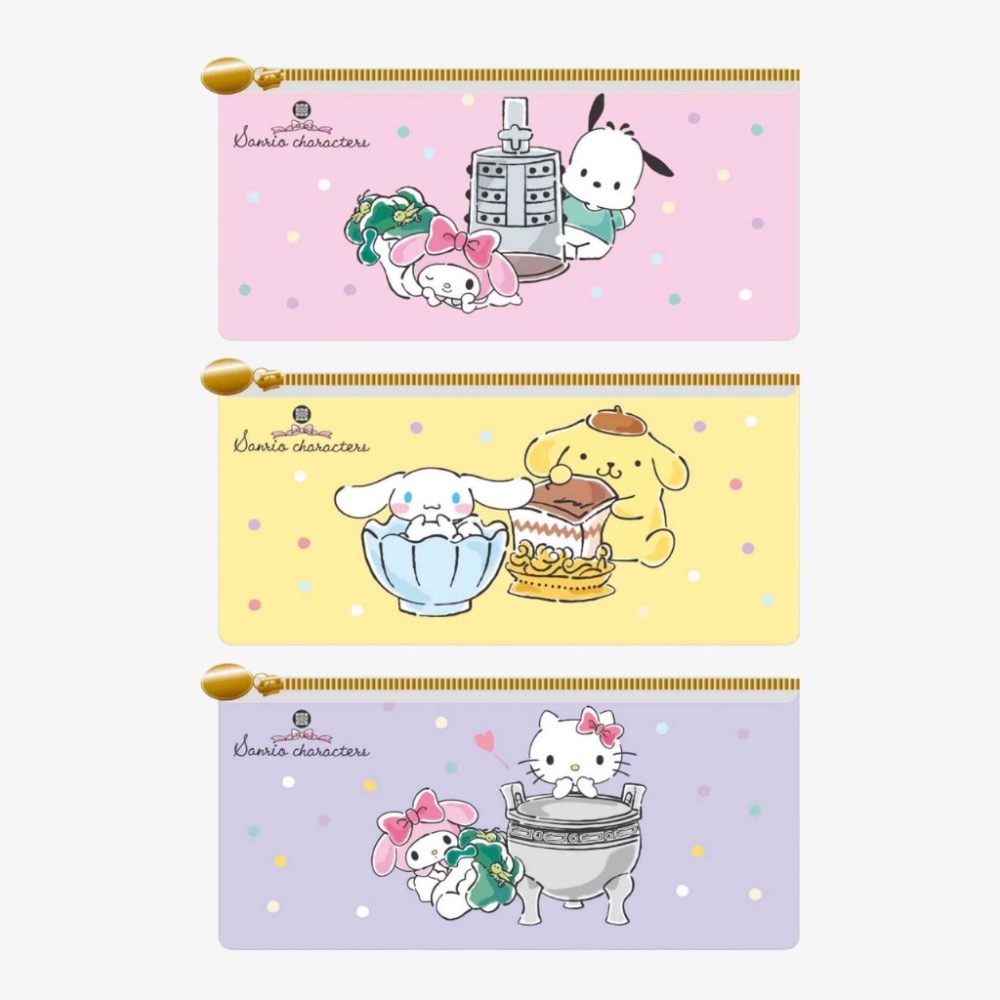 現貨/正版授權~Sanrio 三麗鷗聯名故宮博物院系列 多功能皮質收納包/大筆袋-細節圖2