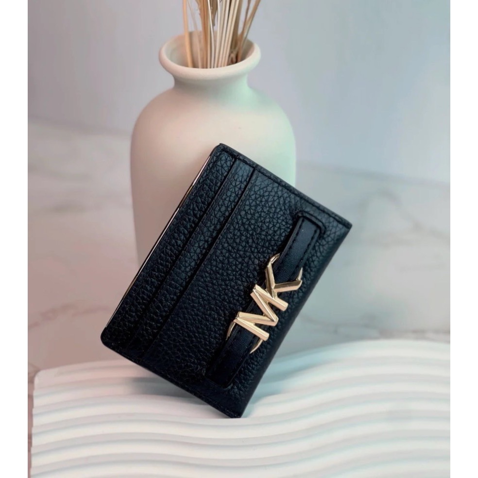 MK Michael Kors Reed 黑金真皮名片夾 卡包-細節圖2
