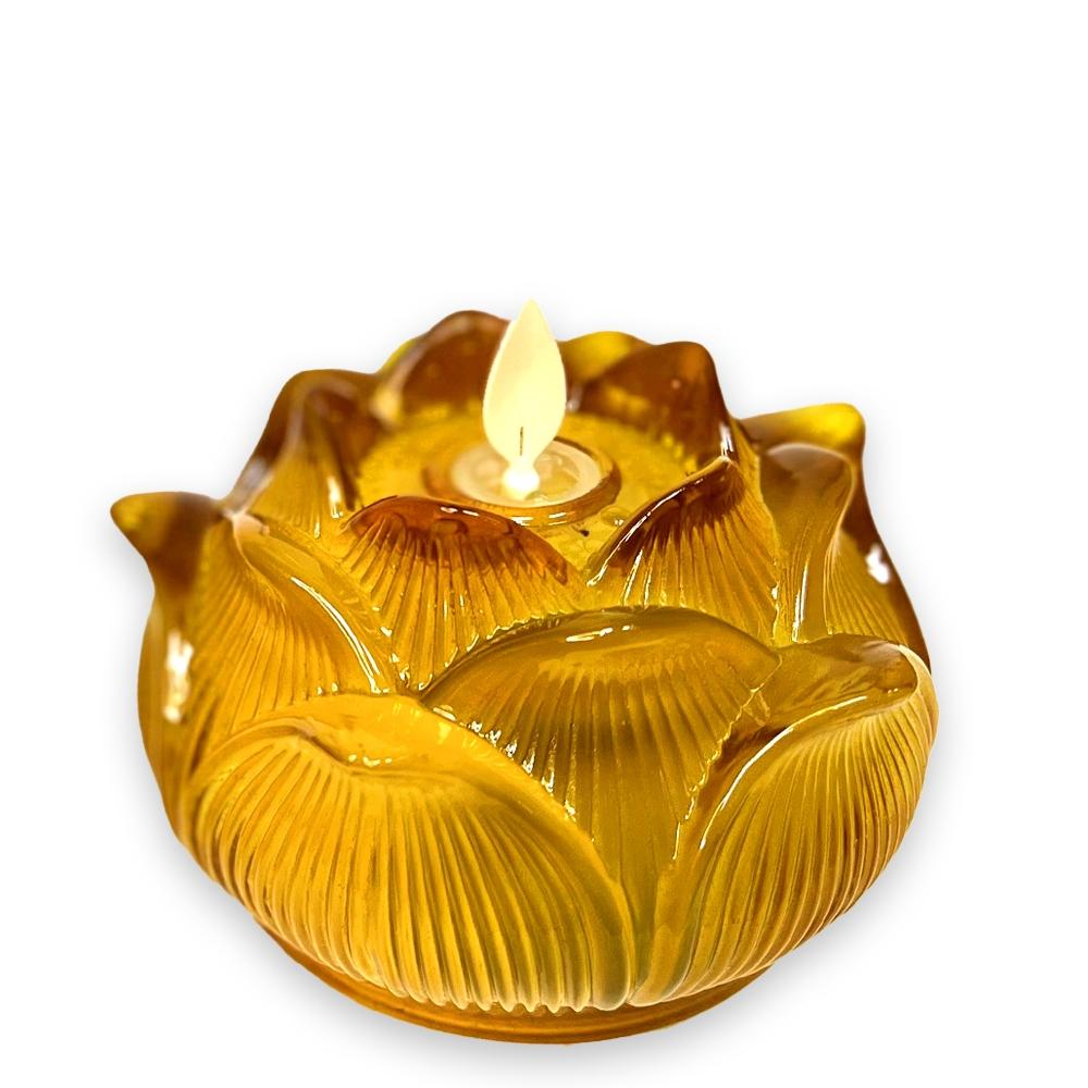 【新韻傳音】圓滿蓮花燈(單顆) -祈願心燈 蓮花蠟燭燈  拜拜供神 祈福 電子蠟燭 神明桌 D382B-細節圖3