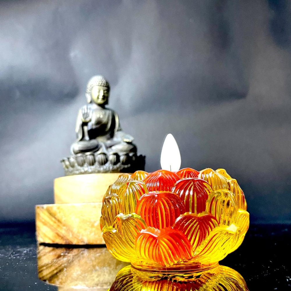 【新韻傳音】燈座蓮花杯 蓮花燭杯 造型玻璃杯 蓮花燭臺 蓮心杯 小茶燭杯 蠟燭台 酥油蠟燭杯 蠟燭容器 X227-細節圖3