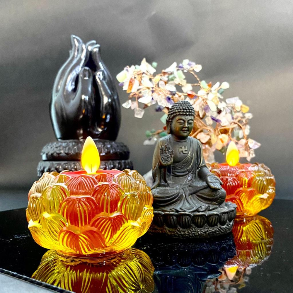 【新韻傳音】燈座蓮花杯 蓮花燭杯 造型玻璃杯 蓮花燭臺 蓮心杯 小茶燭杯 蠟燭台 酥油蠟燭杯 蠟燭容器 X227-細節圖5