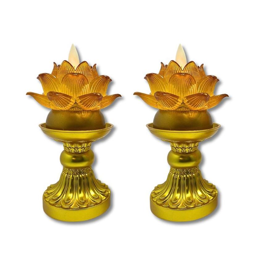 【新韻傳音】金色供燈金座套組 蓮花電子蠟燭燈 蓮花蠟燭燈  拜拜供神 祈福 XY205-Gold-細節圖6