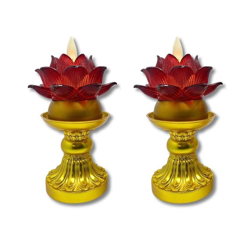 【新韻傳音】金色供燈金座套組 蓮花電子蠟燭燈 蓮花蠟燭燈  拜拜供神 祈福 XY205-Gold-細節圖7