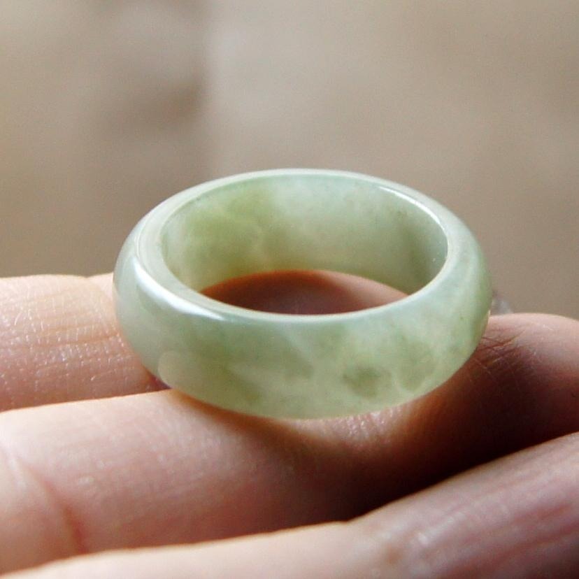 瑩元閣】《冰糯水頭好秋香茶湯戒》翡翠戒指/天然緬甸玉A貨/國際圍14/直徑18.1/JR-0024-細節圖2