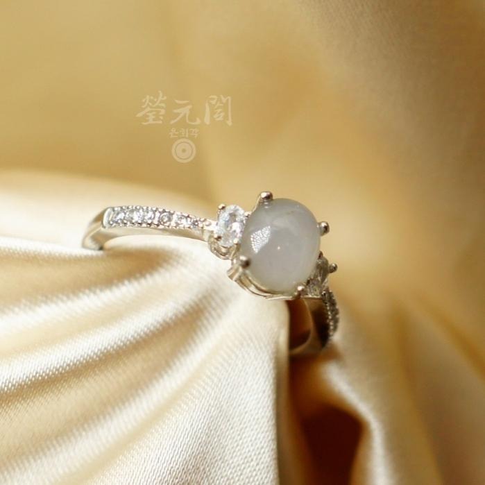 【瑩元閣】《銀鑲冰種蛋面戒》翡翠戒指/天然緬甸玉A貨/可調戒圍925銀/JR-0049-細節圖3