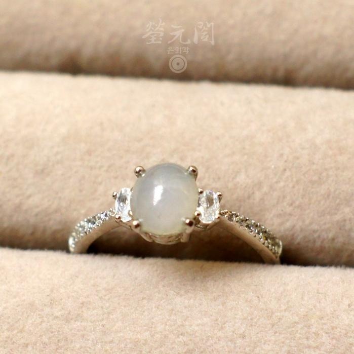 【瑩元閣】《銀鑲冰種蛋面戒》翡翠戒指/天然緬甸玉A貨/可調戒圍925銀/JR-0049-細節圖4