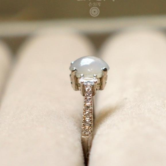 【瑩元閣】《銀鑲冰種蛋面戒》翡翠戒指/天然緬甸玉A貨/可調戒圍925銀/JR-0049-細節圖6