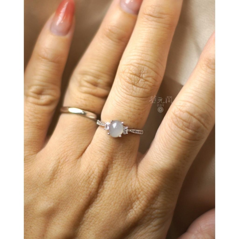 【瑩元閣】《銀鑲冰種蛋面戒》翡翠戒指/天然緬甸玉A貨/可調戒圍925銀/JR-0049-細節圖7