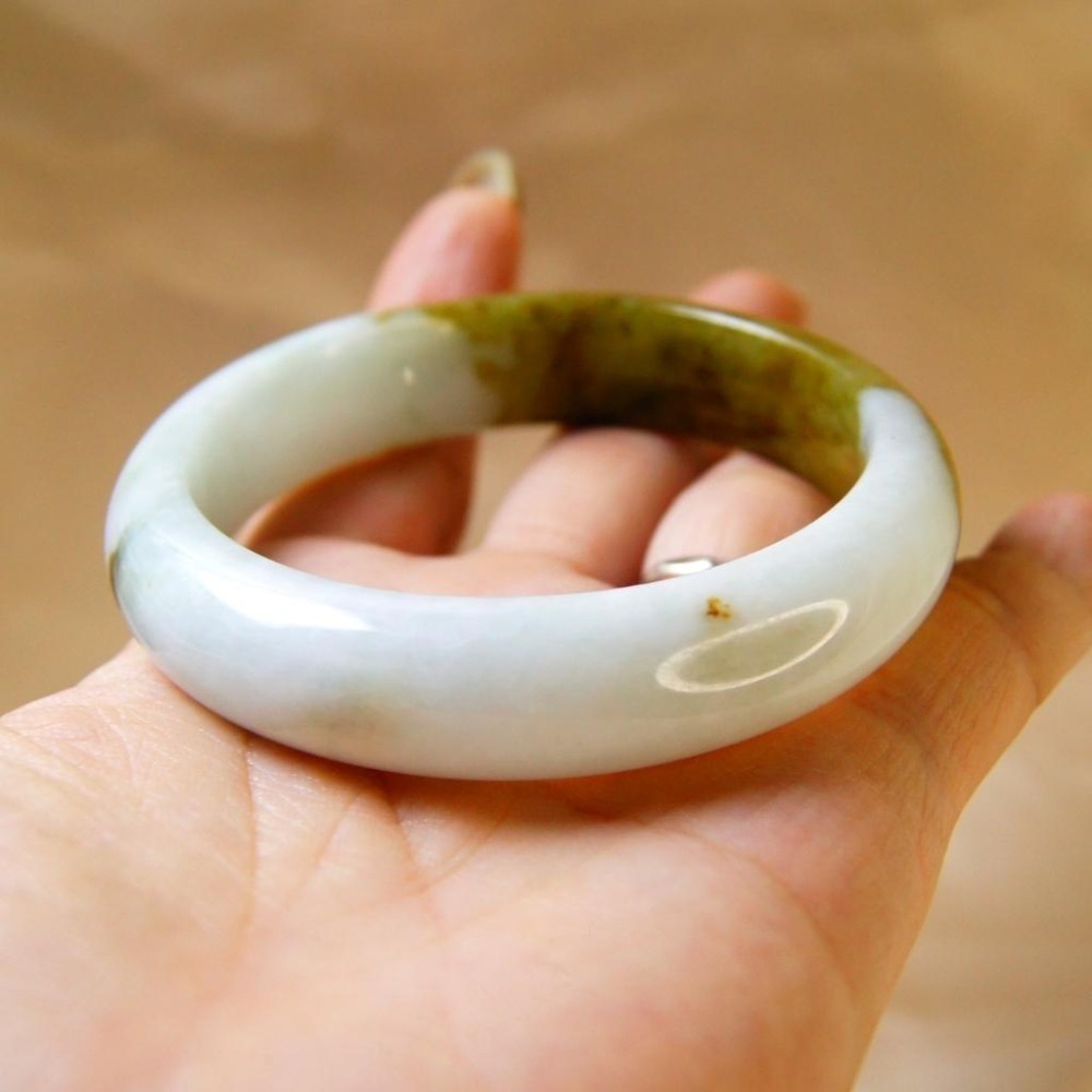 【瑩元閣】☕《冰芙蓉牛奶茶湯會》☕平安鐲/翡翠玉鐲/天然緬甸玉A貨/手圍19.2/圈口58.8/JB-0068-細節圖2