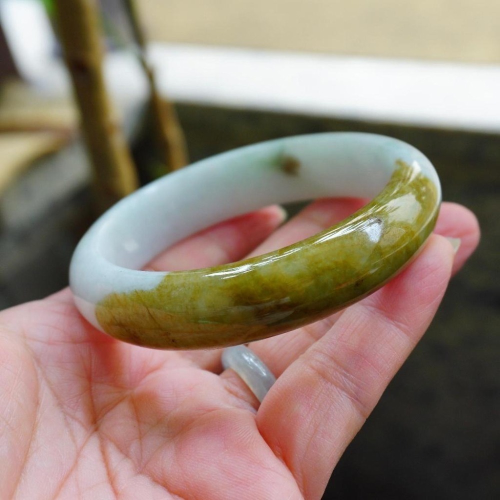 【瑩元閣】☕《冰芙蓉牛奶茶湯會》☕平安鐲/翡翠玉鐲/天然緬甸玉A貨/手圍19.2/圈口58.8/JB-0068-細節圖7