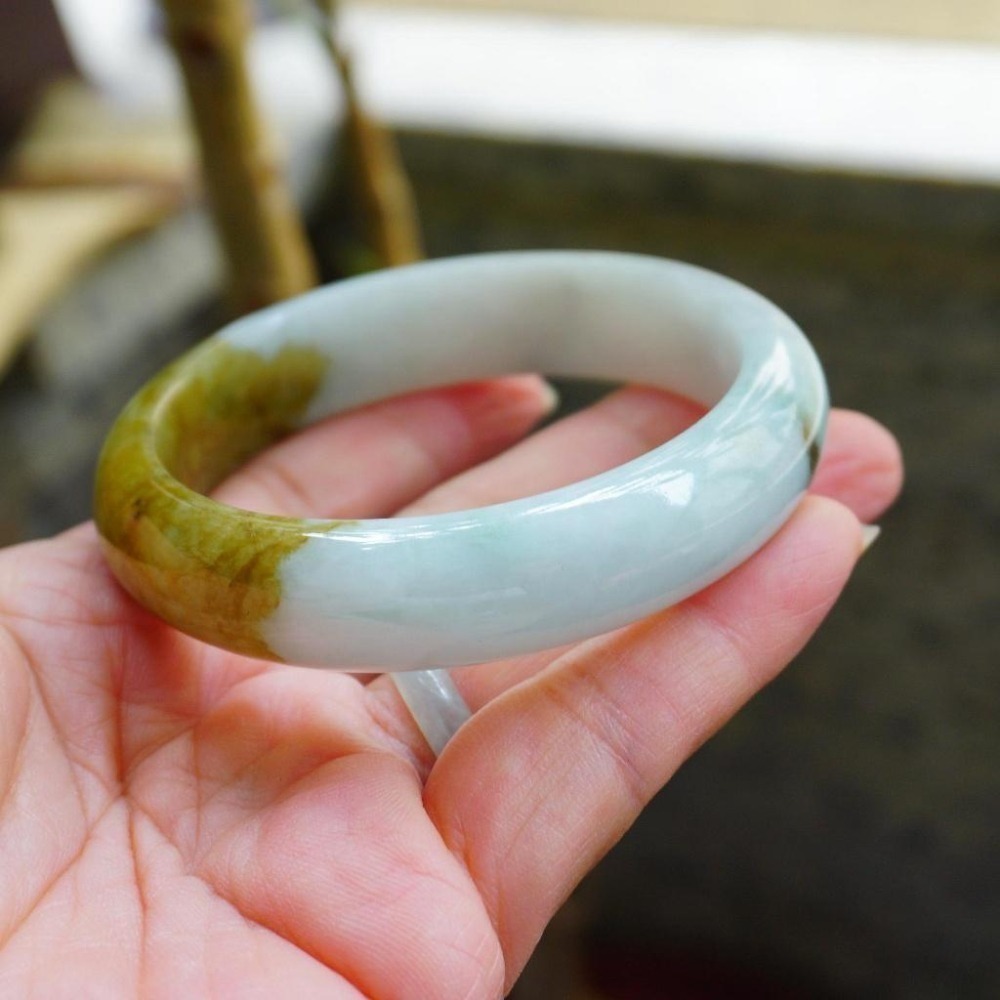 【瑩元閣】☕《冰芙蓉牛奶茶湯會》☕平安鐲/翡翠玉鐲/天然緬甸玉A貨/手圍19.2/圈口58.8/JB-0068-細節圖8