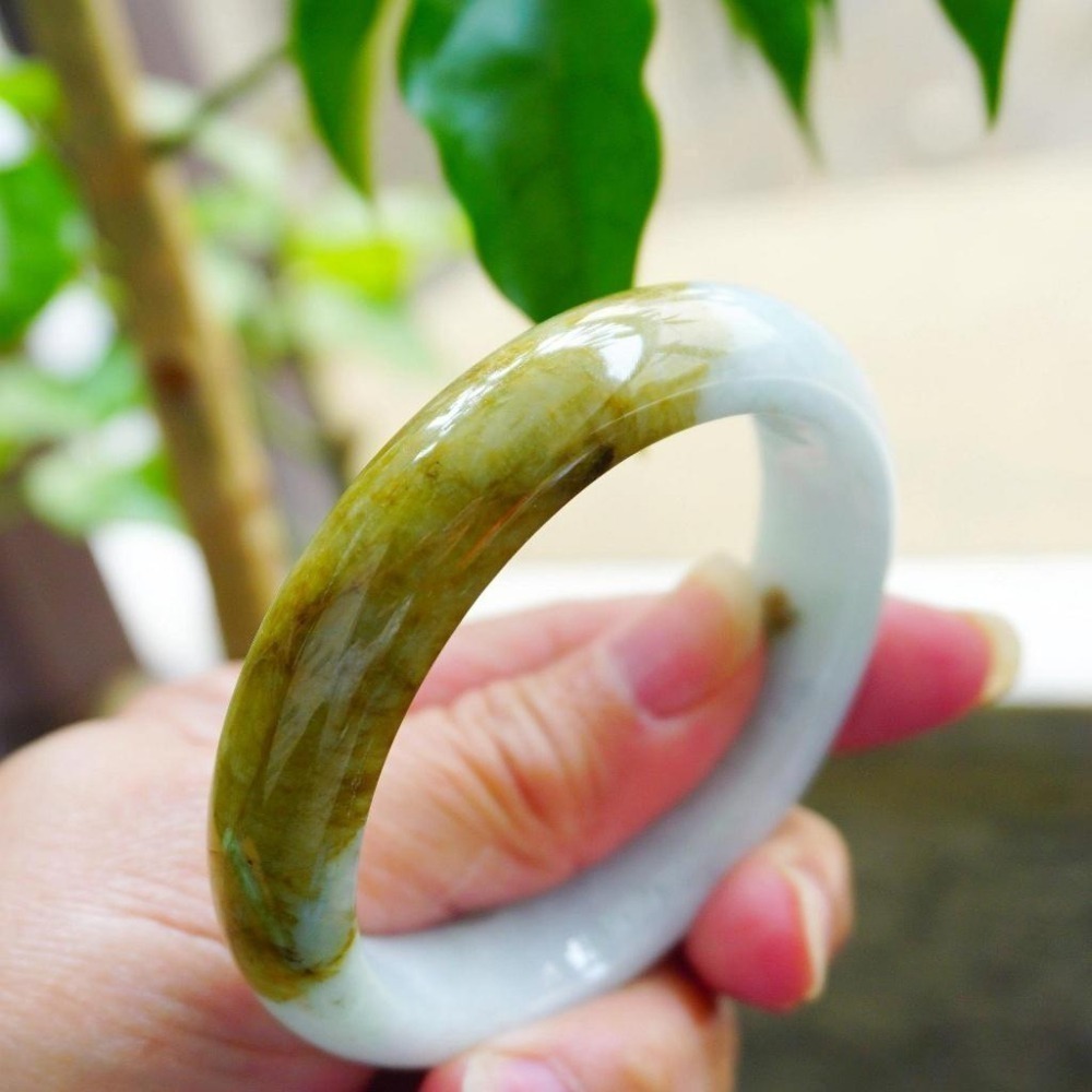 【瑩元閣】☕《冰芙蓉牛奶茶湯會》☕平安鐲/翡翠玉鐲/天然緬甸玉A貨/手圍19.2/圈口58.8/JB-0068-細節圖9