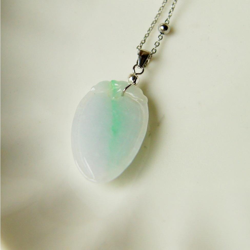 【瑩元閣】💚《冰種一點陽小桃子》💚翡翠掛飾/天然緬甸玉A貨/鋼鍊+925純銀/JN-0011/不過敏不變黑-細節圖7