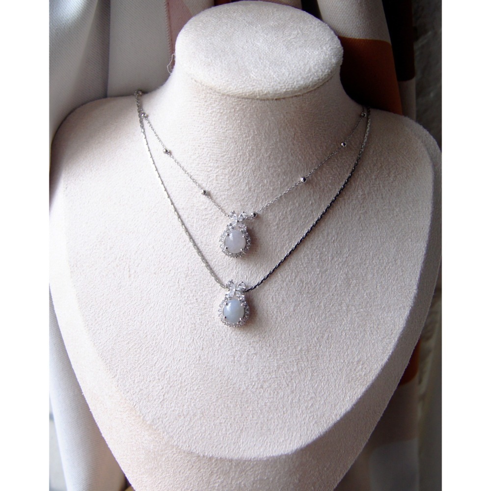 💙【瑩元閣】💜《冰糯蝴蝶蛋面項鍊》翡翠掛飾/天然緬甸玉A貨/0022藍-細節圖6