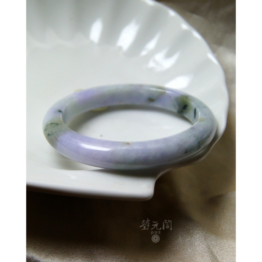 【瑩元閣】《冰糯濃紫春彩咬一口花青》翡翠玉鐲/天然緬甸玉A貨貴妃鐲/手圍16.8/圈口52.8*46/JB-0157台証-細節圖7