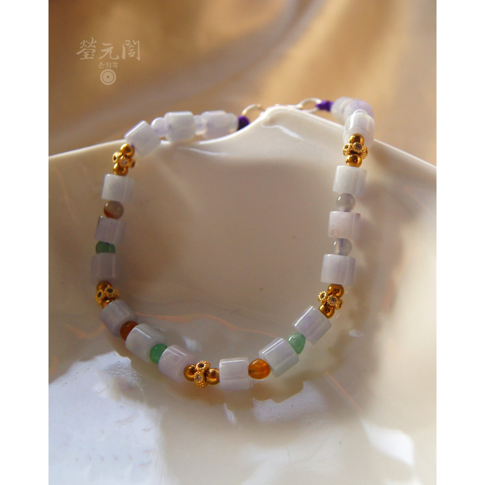 【瑩元閣】《糯冰種紫羅蘭筒珠串》天然緬甸玉翡翠a貨/5.5mm/手圍皆可/JB-0319現貨在台當天寄出-細節圖2