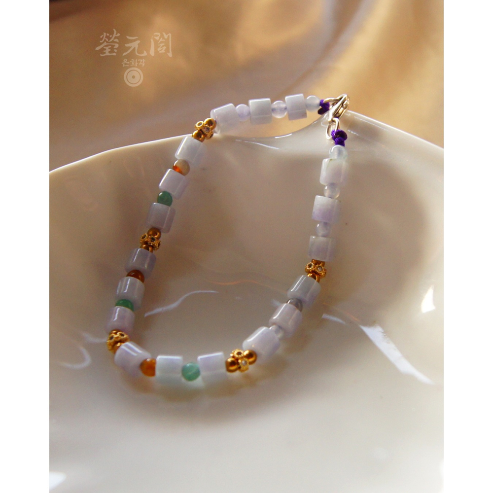 【瑩元閣】《糯冰種紫羅蘭筒珠串》天然緬甸玉翡翠a貨/5.5mm/手圍皆可/JB-0319現貨在台當天寄出-細節圖3