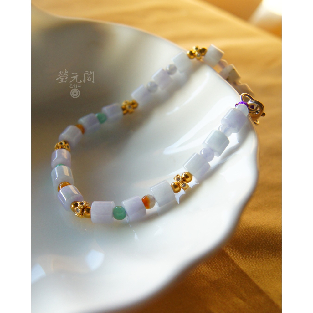 【瑩元閣】《糯冰種紫羅蘭筒珠串》天然緬甸玉翡翠a貨/5.5mm/手圍皆可/JB-0319現貨在台當天寄出-細節圖4