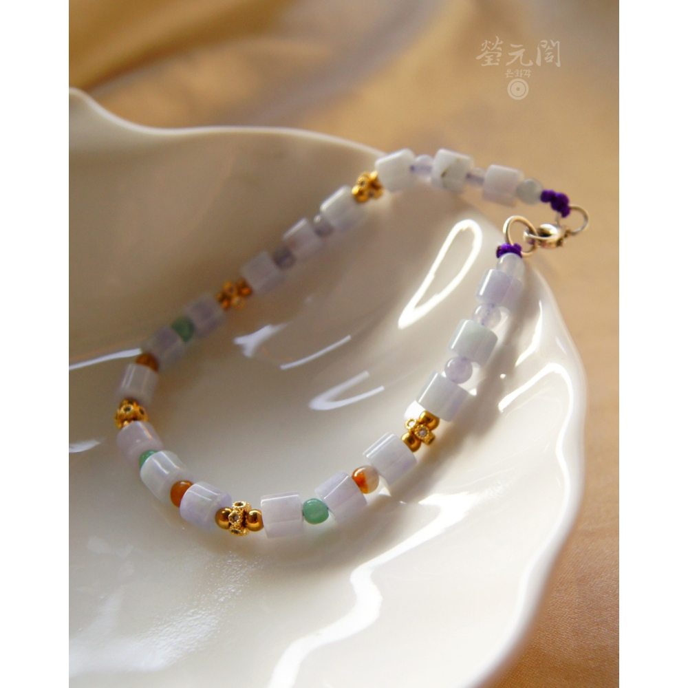 【瑩元閣】《糯冰種紫羅蘭筒珠串》天然緬甸玉翡翠a貨/5.5mm/手圍皆可/JB-0319現貨在台當天寄出-細節圖5