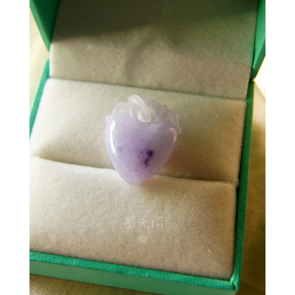【瑩元閣】《冰糯種紫羅蘭愛心桃項鍊》翡翠掛飾/天然緬甸玉A貨/JN-0043/現貨在台當天寄出-細節圖3