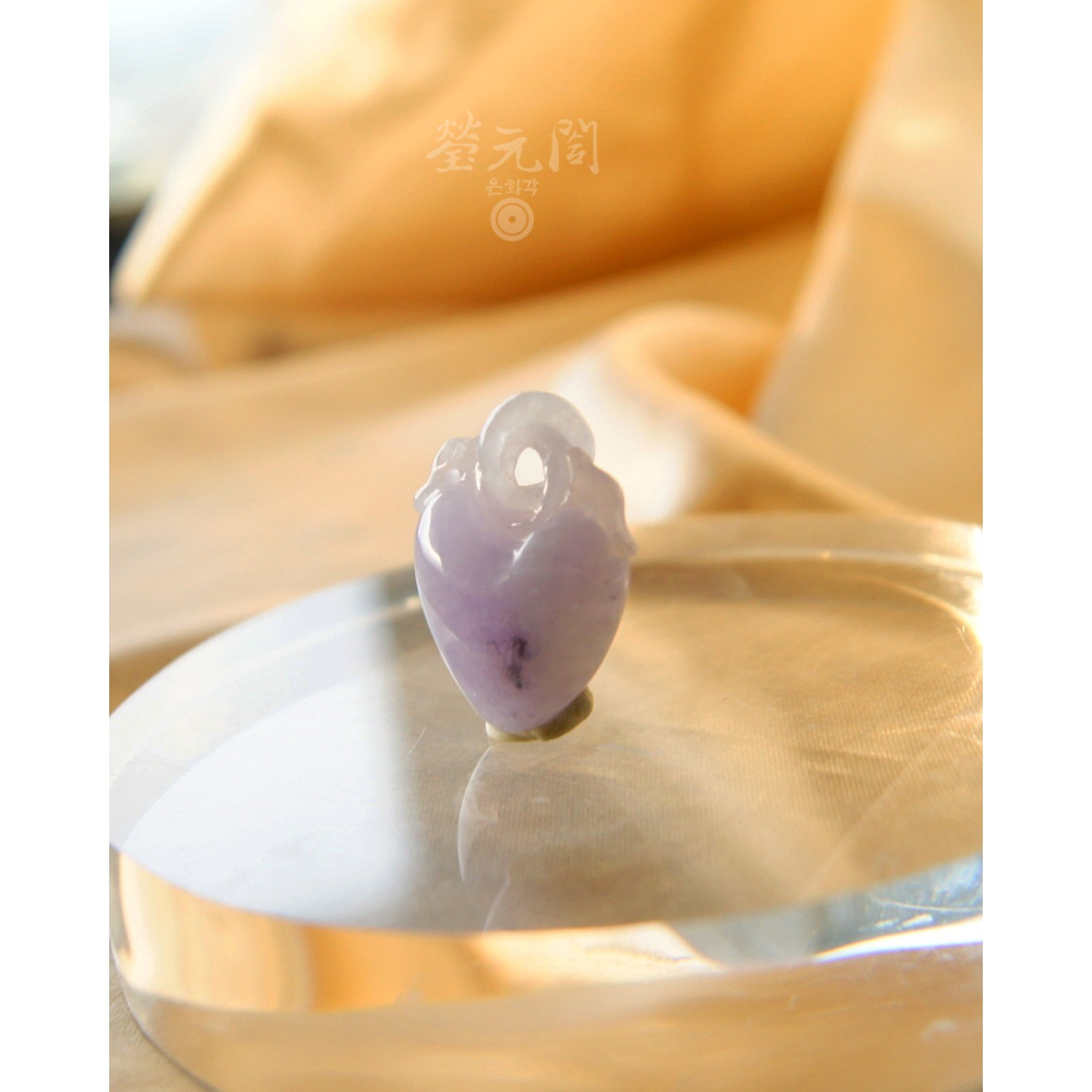 【瑩元閣】《冰糯種紫羅蘭愛心桃項鍊》翡翠掛飾/天然緬甸玉A貨/JN-0043/現貨在台當天寄出-細節圖5