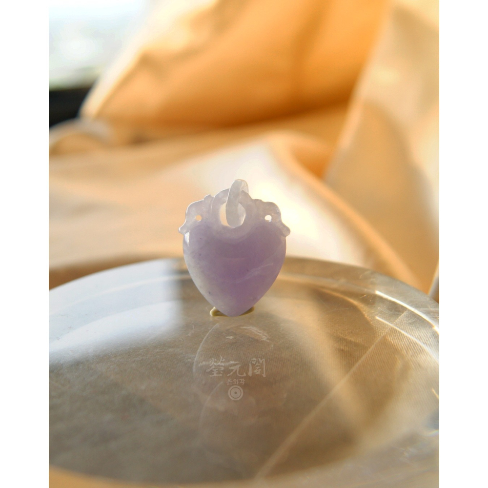 【瑩元閣】《冰糯種紫羅蘭愛心桃項鍊》翡翠掛飾/天然緬甸玉A貨/JN-0043/現貨在台當天寄出-細節圖6