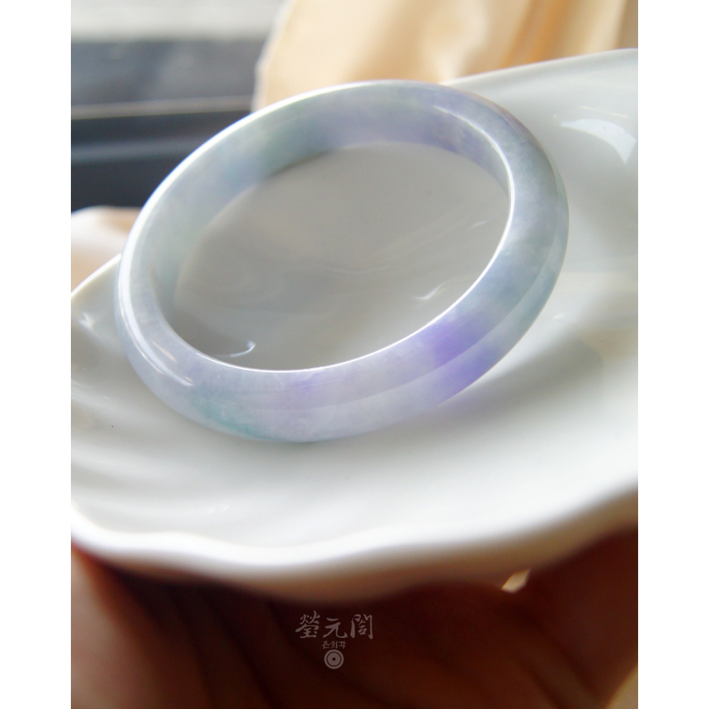 【瑩元閣】藍紫花園鐲《細冰糯濃紫羅藍飄花》天然緬甸A貨翡翠/平安鐲/手圍18.7/圈口57.3/JB-0326【附台証】-細節圖2